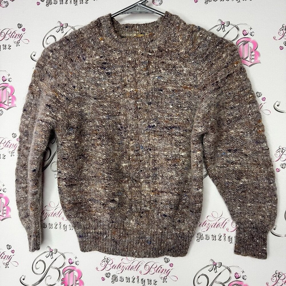 Eaton sweater wool & rabbit hair vintage soft multi color brown white blue boho